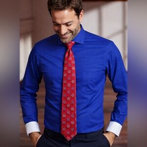 Canali Men’s Italian Silk Red Medallion Necktie Made in Italy Luxury